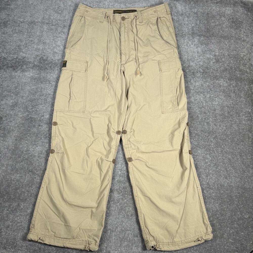 Vintage Abercrombie &‎ Fitch Pants Men's Medium Beige Paratroops Cargo Baggy